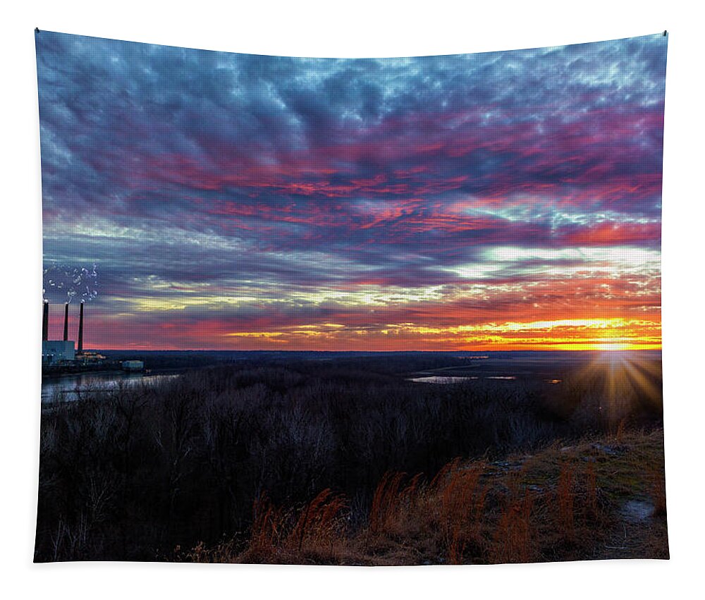 Klondike Park Tapestry featuring the photograph Sunset Overlook at Klondike 1-13-21 by Bill and Linda Tiepelman