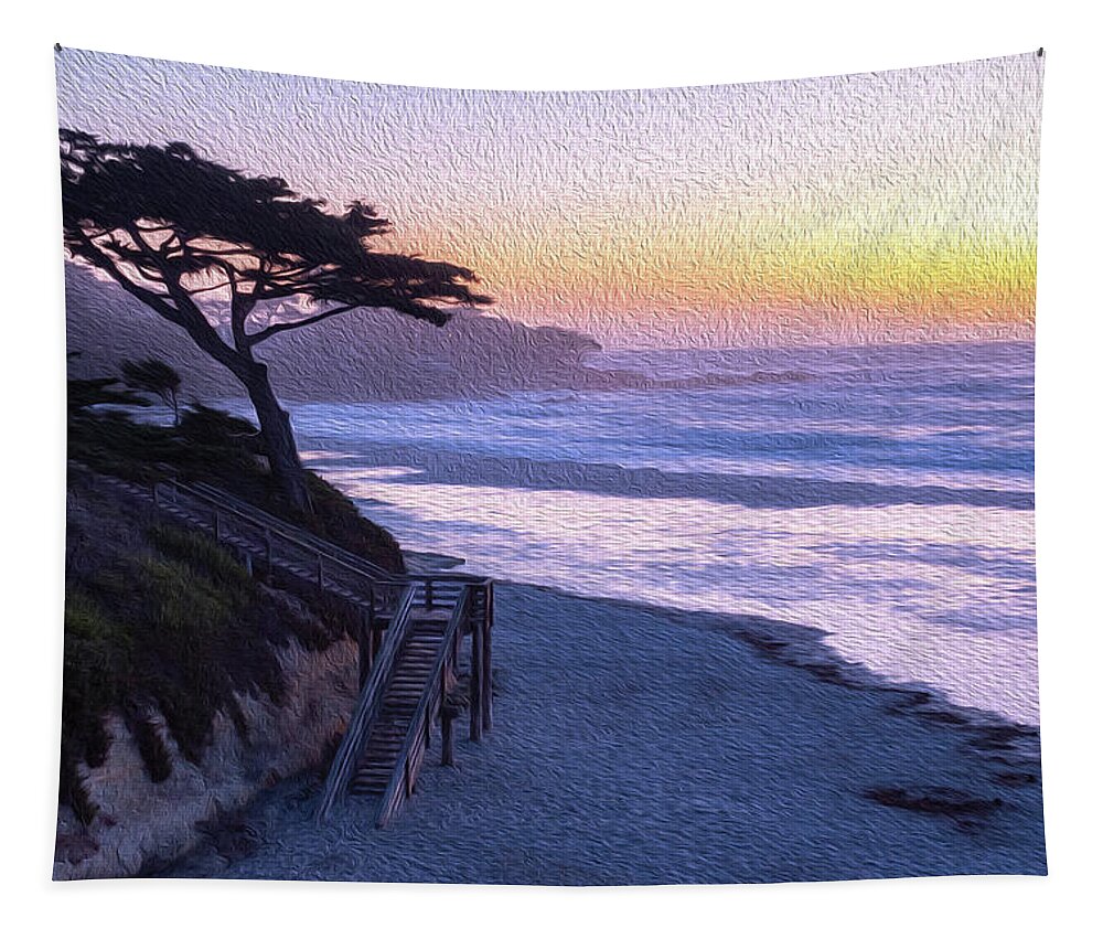 Ngc Tapestry featuring the photograph Sunset Painting at Carmel Beach by Robert Carter