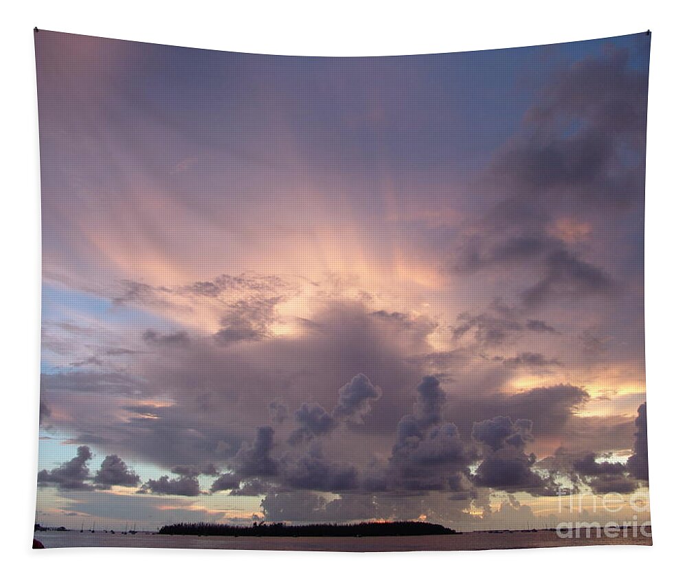 #fl #florida #keywest #evening #dusk #sunset #blueskies #clouds #cloudy #pinkclouds #sprucewoodstudios Tapestry featuring the photograph Sunset Pink at Key West by Charles Vice