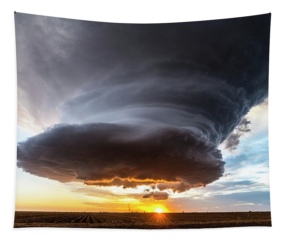 Supercell Tapestry featuring the photograph Sunset Spaceship by Marcus Hustedde
