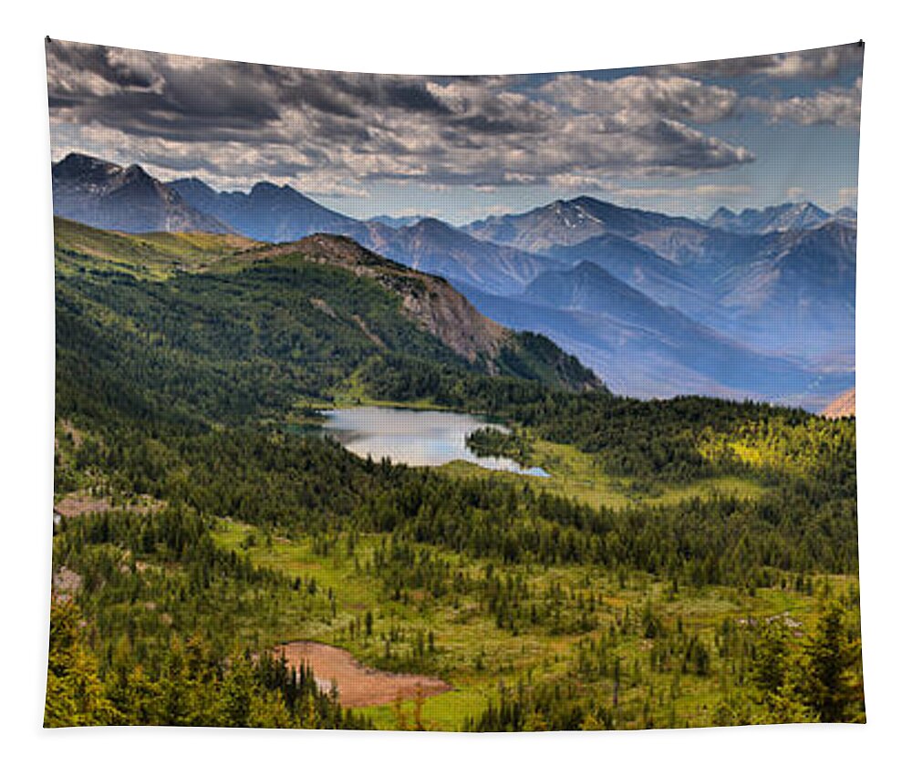 Sunshine Tapestry featuring the photograph Sunshine Meadows Canadian Rockies Panorama by Adam Jewell