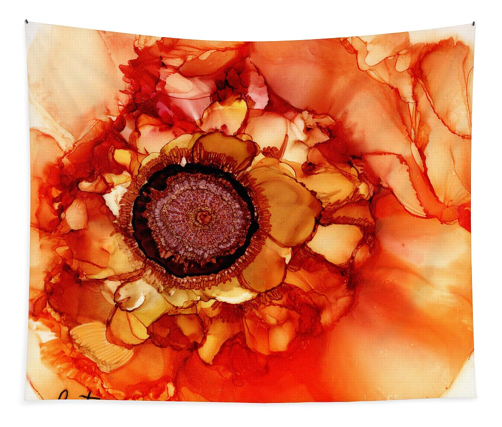 Sunshine Rose Tapestry featuring the painting Sunshine Rose by Daniela Easter