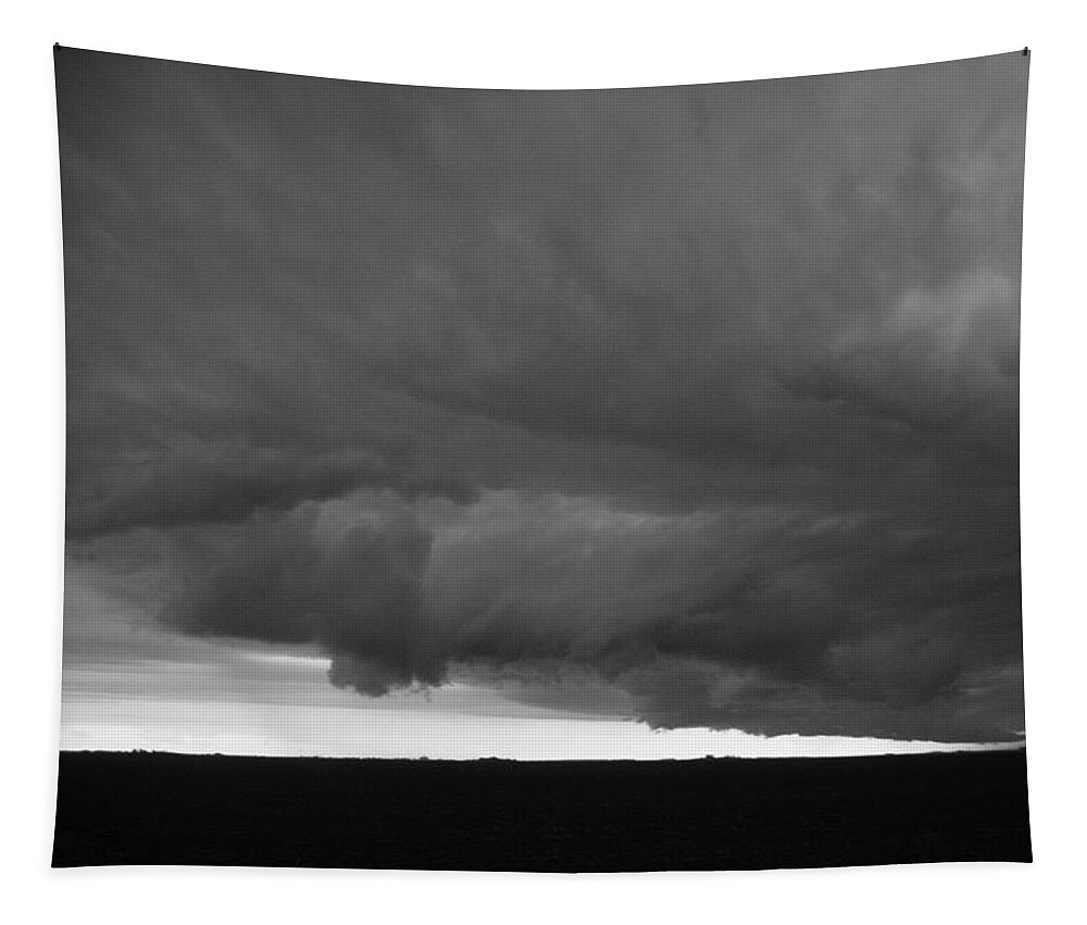 Nebraskasc Tapestry featuring the photograph Supercell Encounter before Nightfall 022 by Dale Kaminski