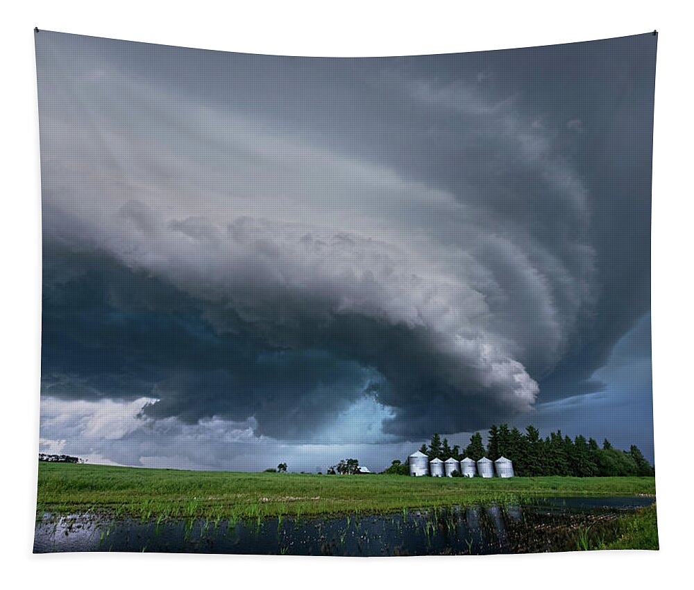Landscape Tapestry featuring the photograph Supercell near New Norway, Alberta by Dan Jurak