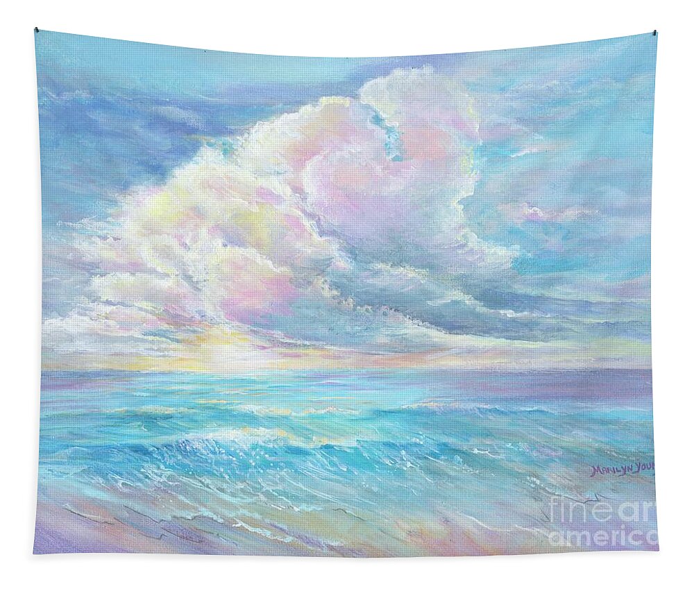 Sky Tapestry featuring the painting Surf and Sky by Marilyn Young