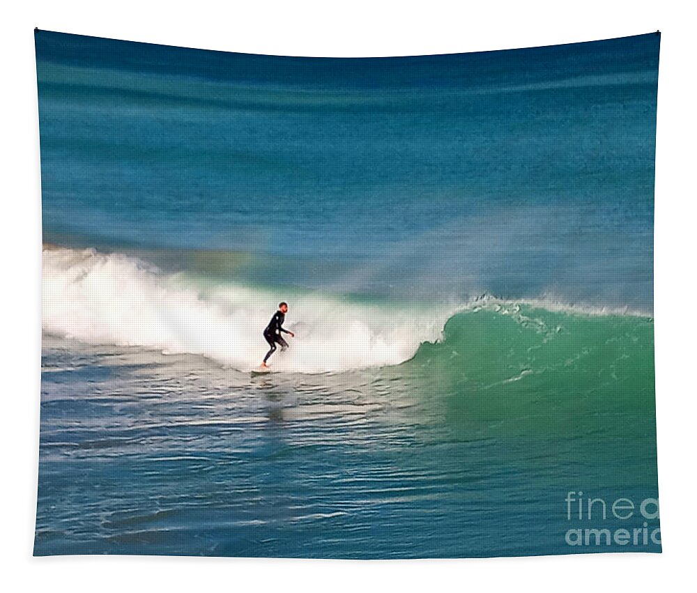 Surf Tapestry featuring the photograph Surfing Rainbows by Dani McEvoy