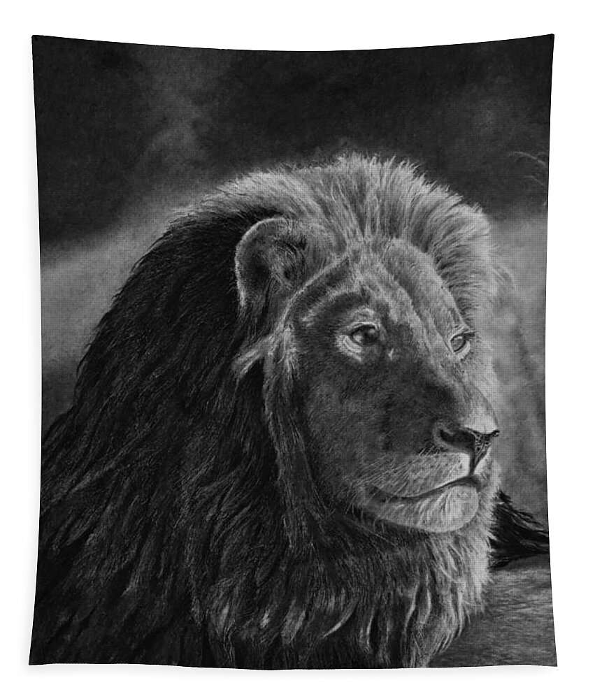 Lion Tapestry featuring the drawing Survey by Greg Fox