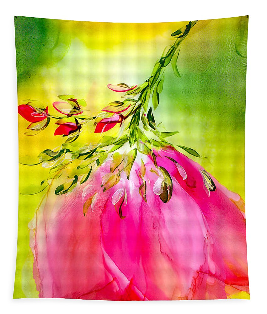 Flower Tapestry featuring the painting Suspended Bloom No.2 by Kimberly Deene Langlois