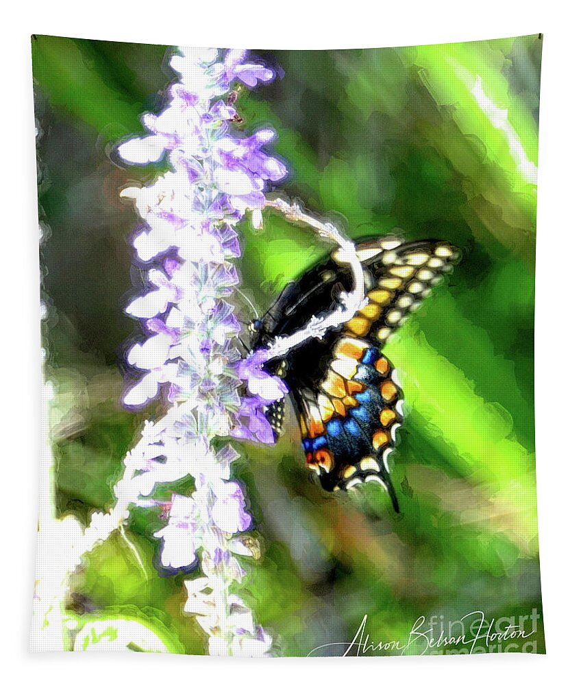 Butterfly Tapestry featuring the digital art Swallowtail by Alison Belsan Horton