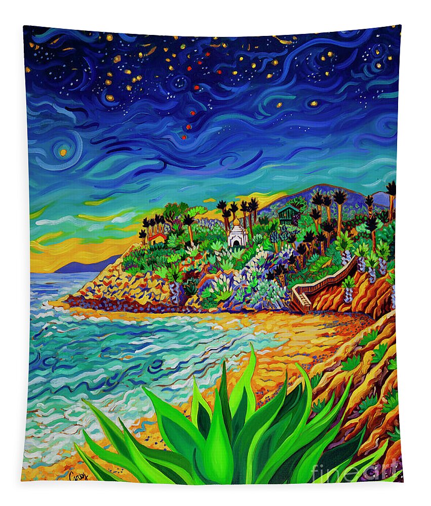 Swami's Surf Spot Tapestry featuring the painting Swami Mike by Cathy Carey