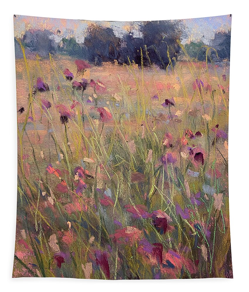 Field Of Flowers Tapestry featuring the painting When Grace Arrives by Susan Jenkins