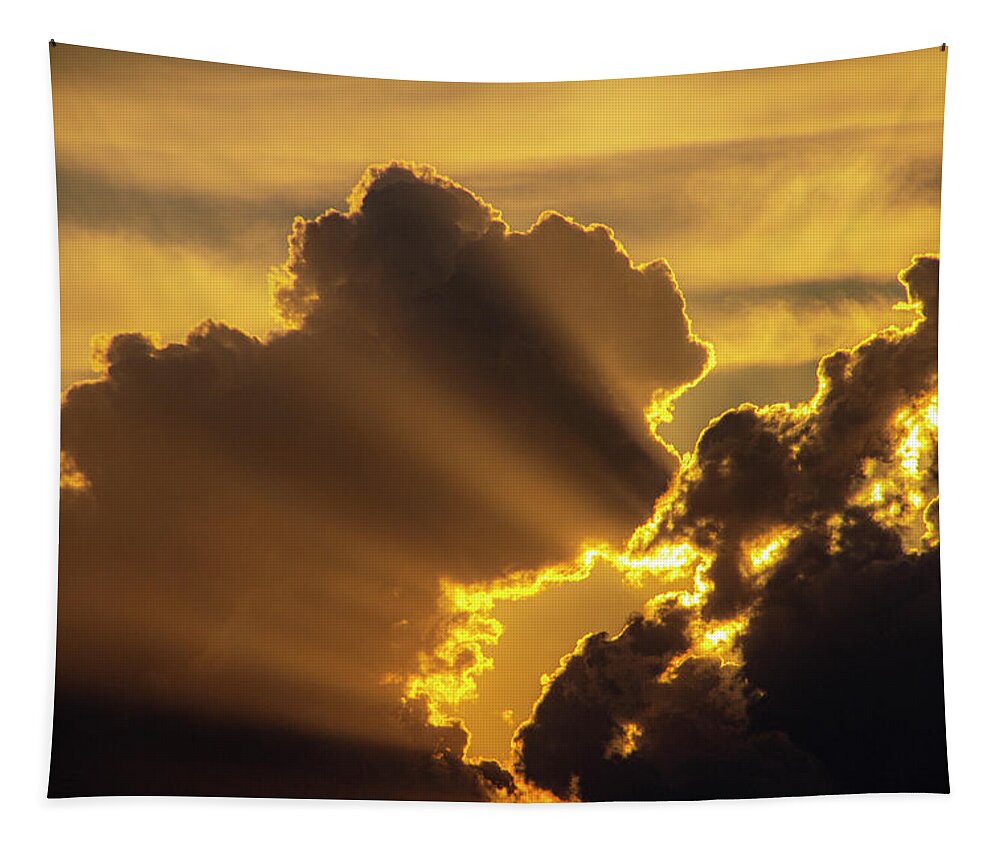 Stormscape Tapestry featuring the photograph Sweet Nebraska Crepuscular Rays 011 by NebraskaSC