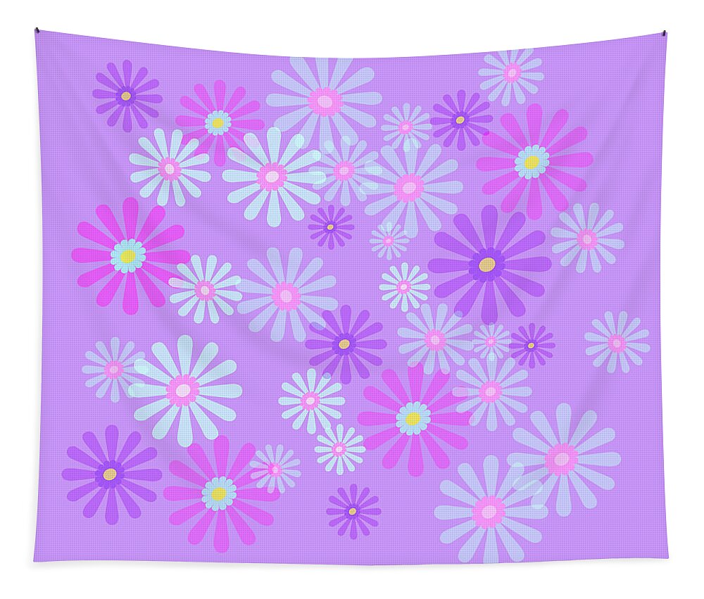 Pink Tapestry featuring the digital art Sweet Purple Daisies of Spring by Marianne Campolongo