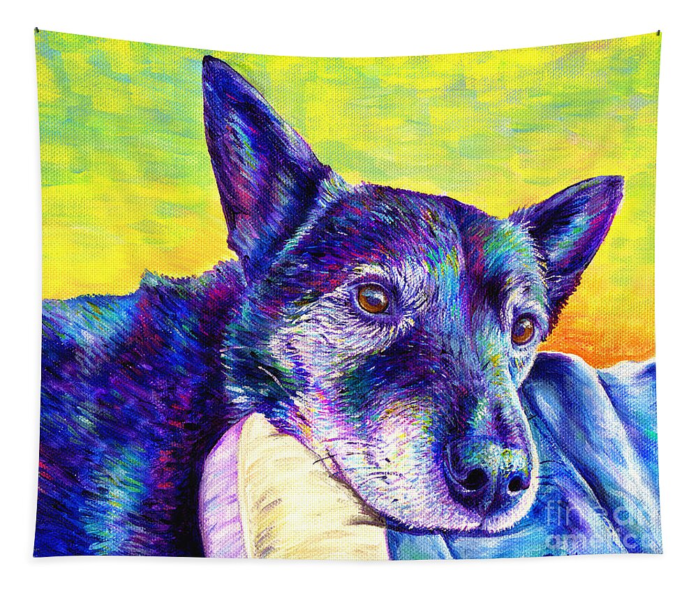 Dog Tapestry featuring the painting Sweet Reverie by Rebecca Wang