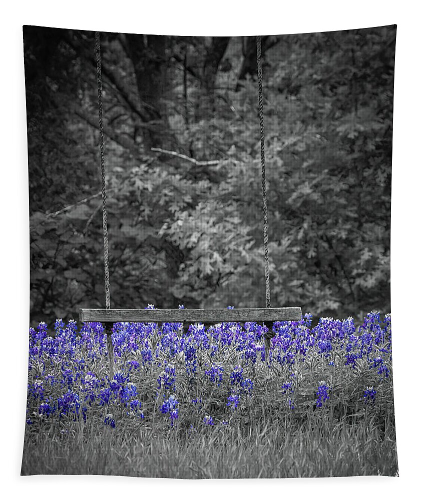 Texas Tapestry featuring the photograph Swinging in the Bluebonnets by Pam Rendall