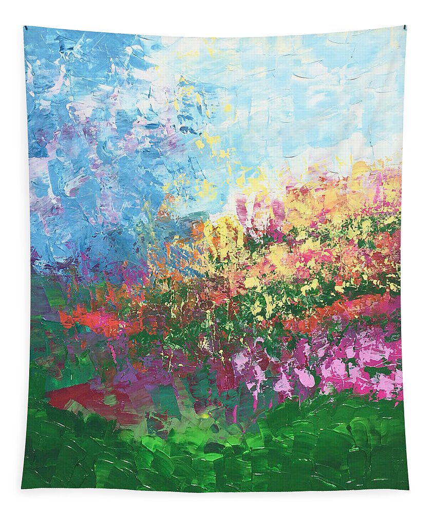 Swiss Tapestry featuring the painting Swiss Meadow by Linda Bailey