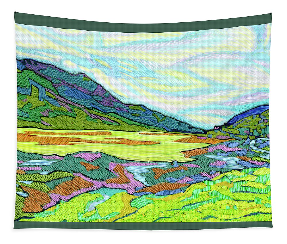 Switzerland Tapestry featuring the painting Swiss Mountain Lake by Rod Whyte