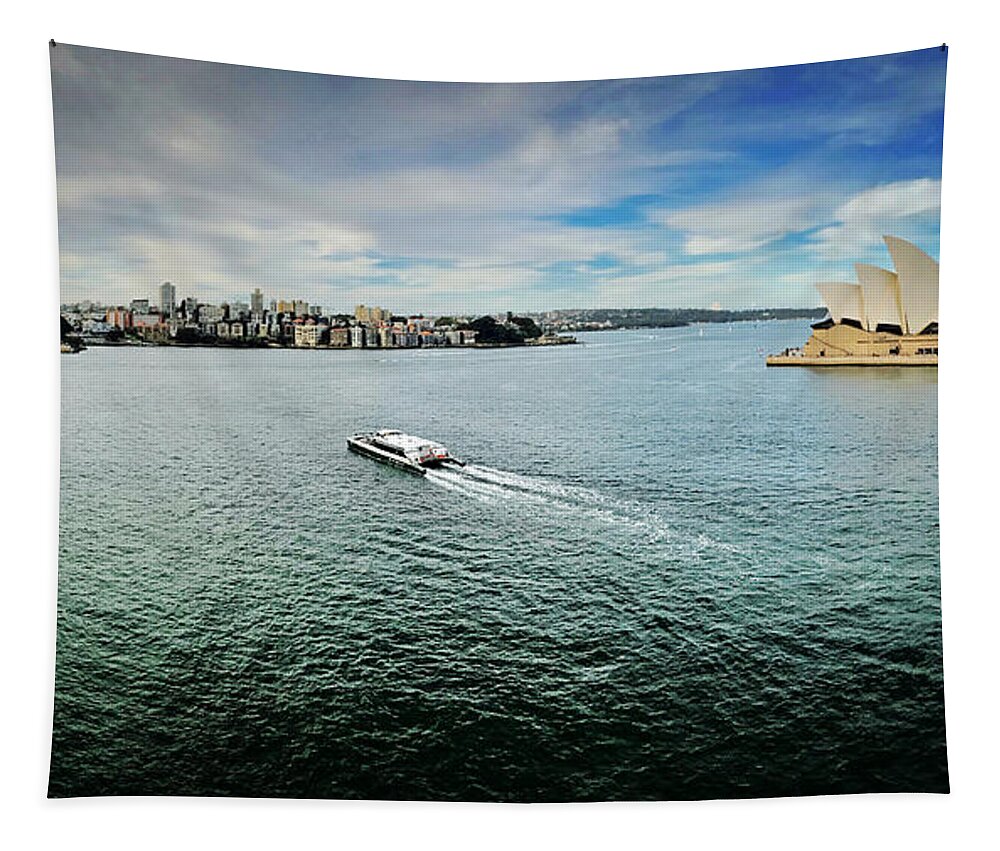 Sydney Tapestry featuring the photograph Sydney Harbour Panorama by Sarah Lilja