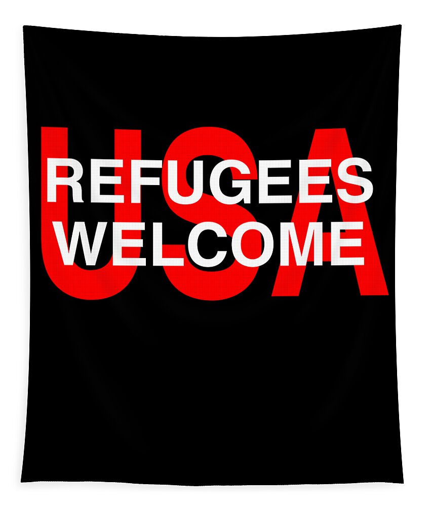 Funny Tapestry featuring the digital art Syrian Refugees Welcome by Flippin Sweet Gear