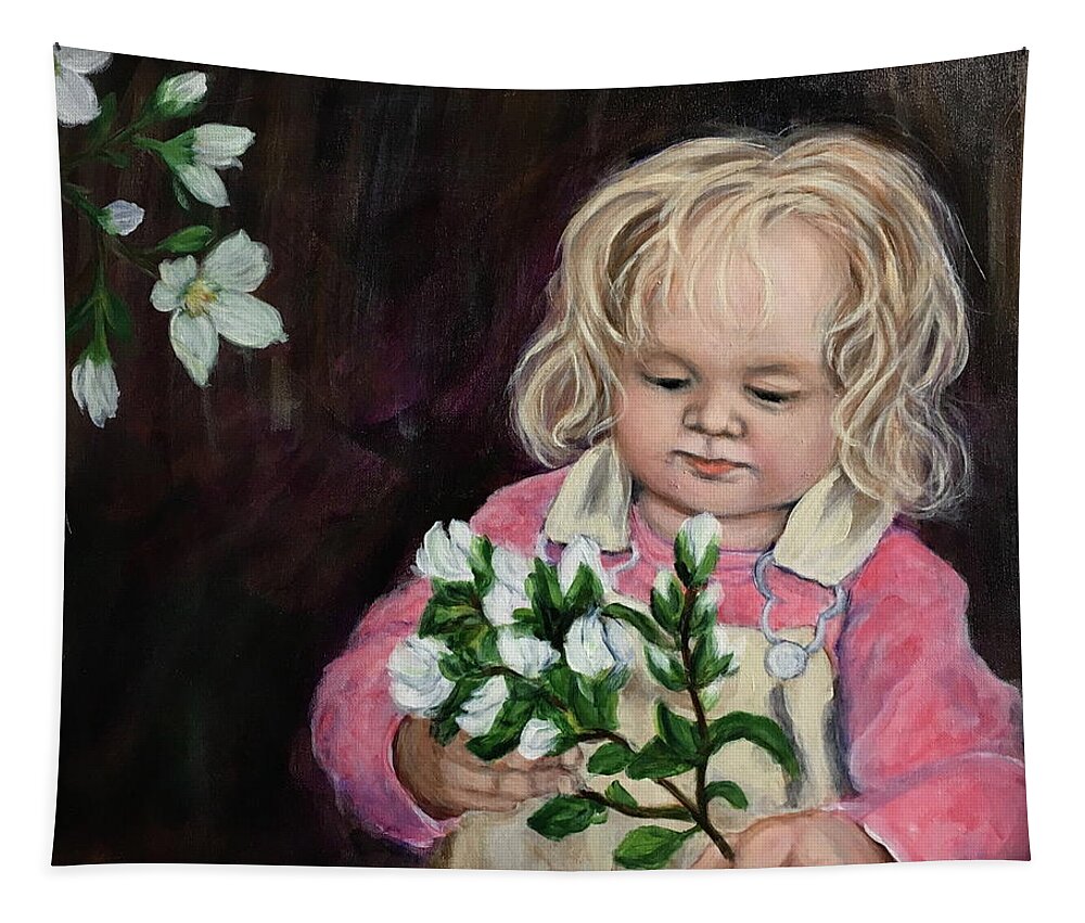 Syringa Flowers Tapestry featuring the painting Syringa Bouquet by Bonnie Peacher