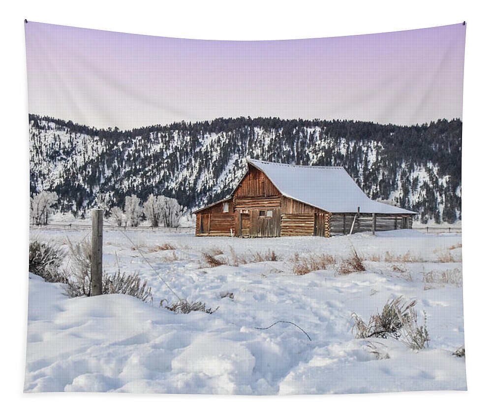 Sunrise Tapestry featuring the photograph T A Moulton Barn dawn by Ed Stokes