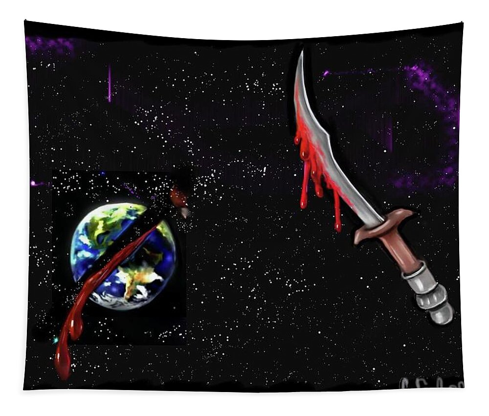 Planet Tapestry featuring the digital art t Us Save the World by Carmen Cordova