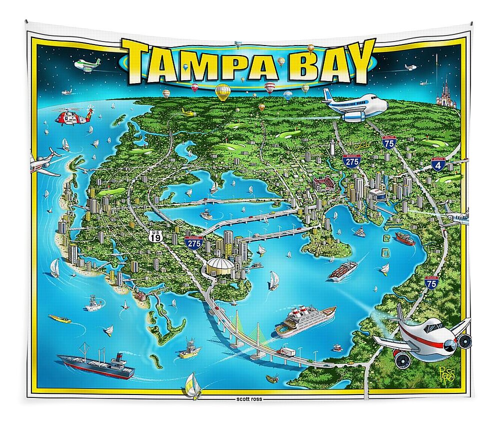 Florida Tapestry featuring the digital art Tampa Bay by Scott Ross