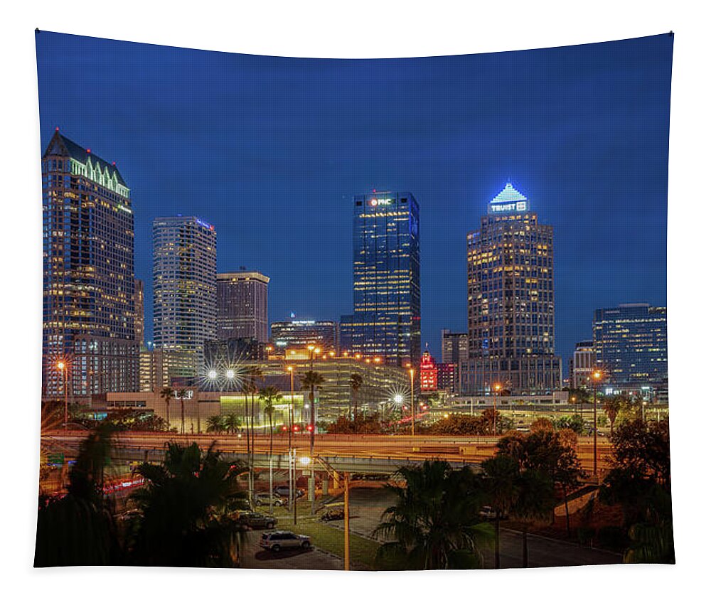 Tampa Tapestry featuring the digital art Tampa Skyline by Kevin McClish