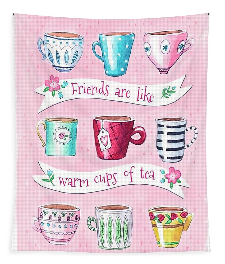 Tea Time Tapestry featuring the painting Tea Time With Friends by Elizabeth Robinette Tyndall