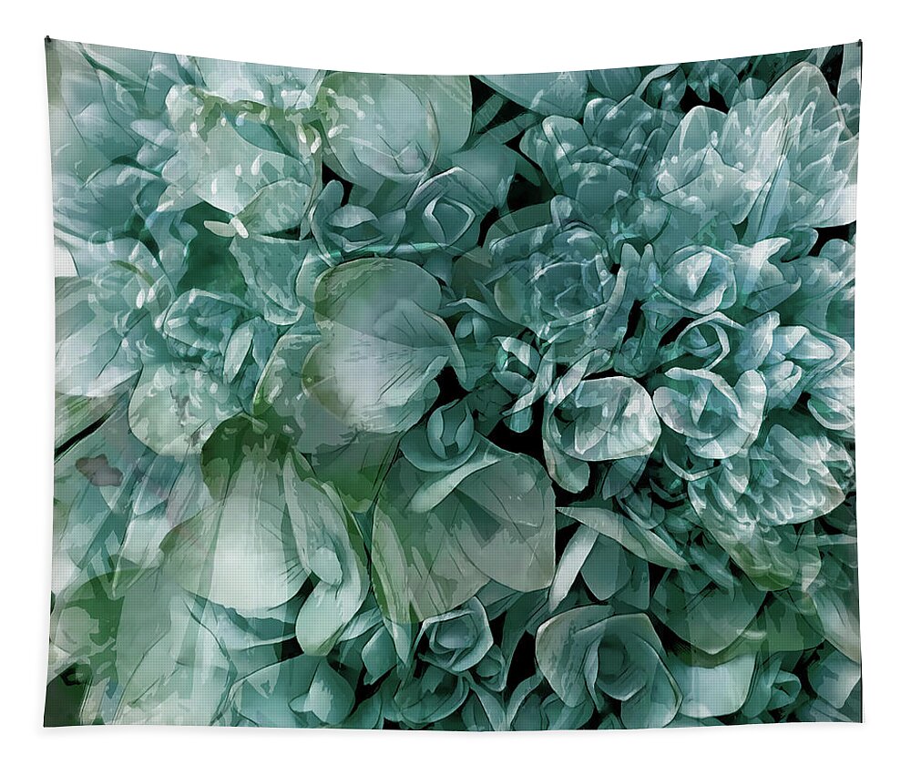  Tapestry featuring the digital art Teal Hydrangeas by Cindy Greenstein