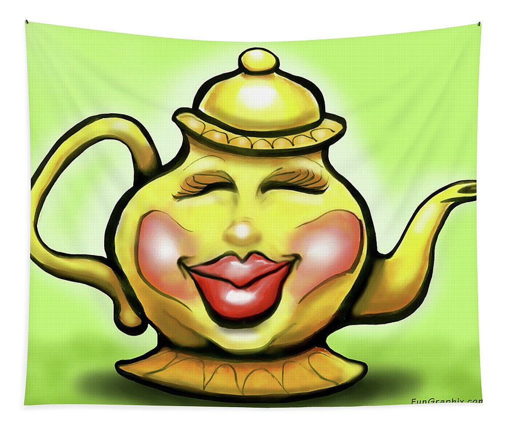 Tea Tapestry featuring the digital art Teapot by Kevin Middleton