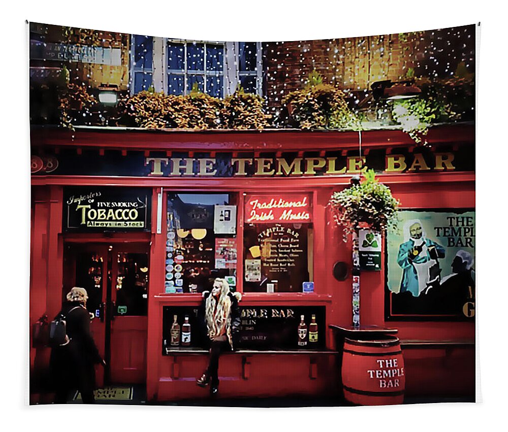 Dublin Tapestry featuring the photograph Temple Bar District in Dublin by Peggy Dietz