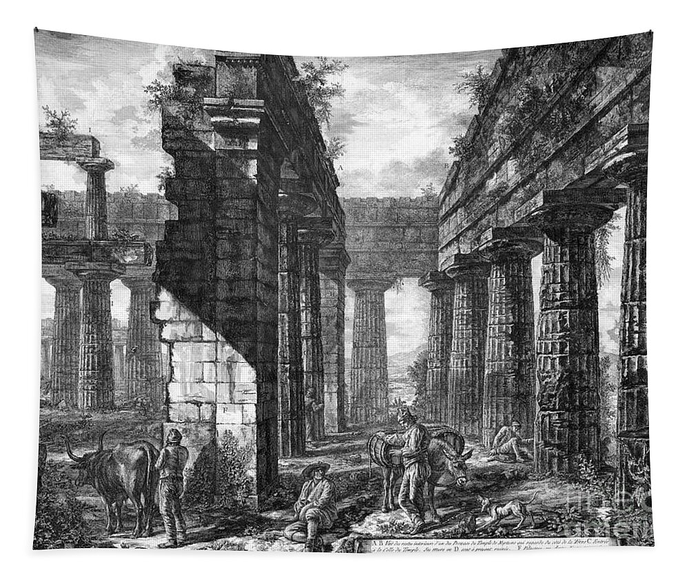 1778 Tapestry featuring the drawing Temple Of Neptune by Giovanni Battista Piranesi