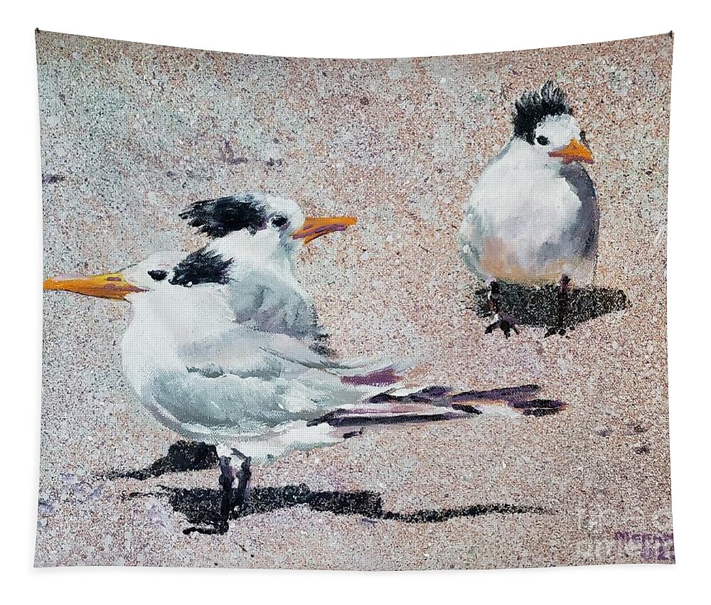 Tern Tapestry featuring the painting Tern Trio by Merana Cadorette