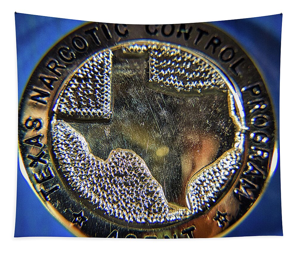 Badge Tapestry featuring the photograph Texas Narcotic Control Program Badge 1980s by Rene Vasquez
