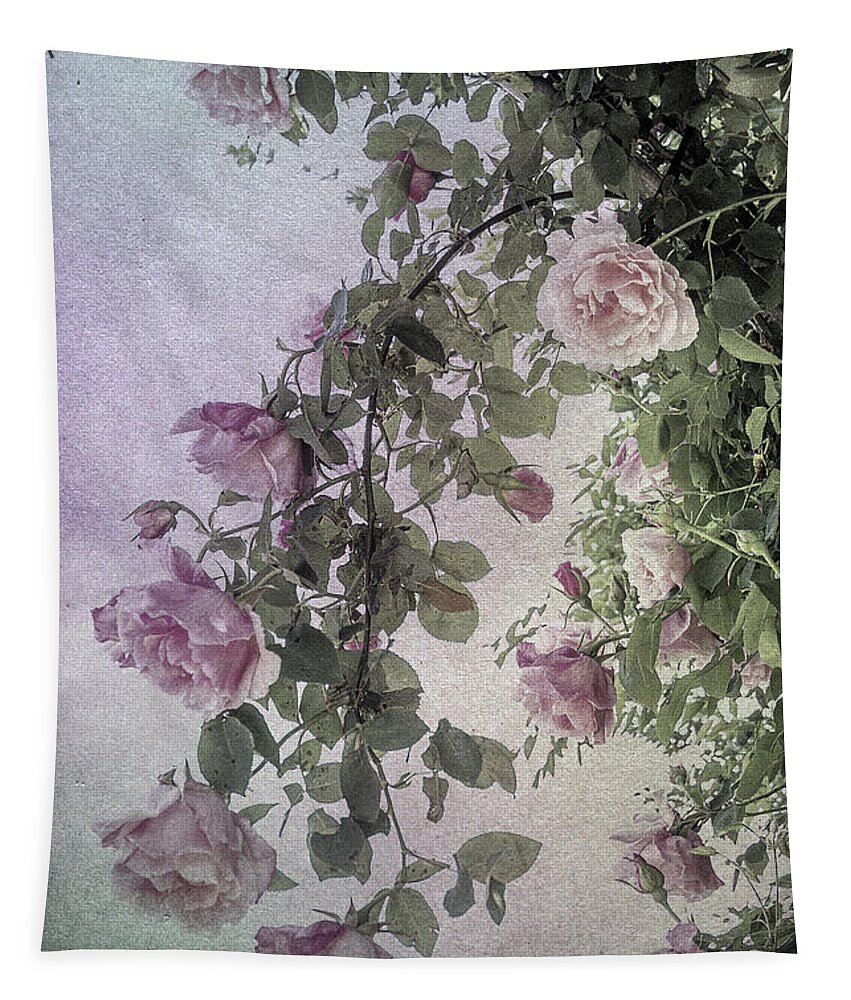 Floral Tapestry featuring the photograph Textured Hanging Roses by Elaine Teague