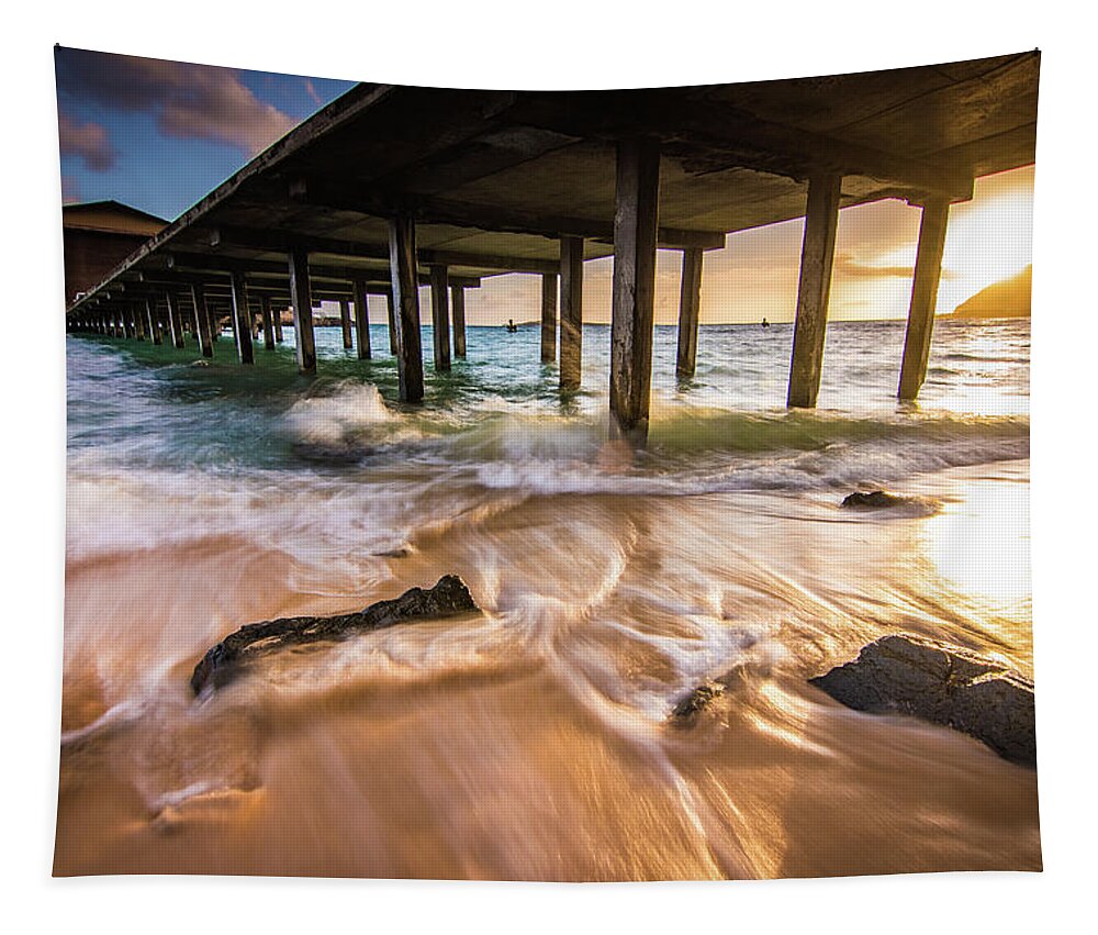 Sunrise Tapestry featuring the photograph Thanksgiving Sunrise on Oahu by Larkin's Balcony Photography