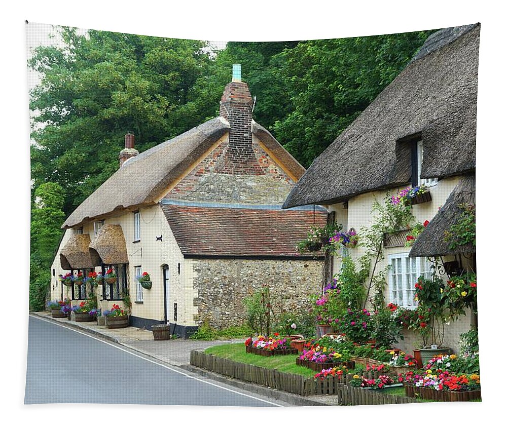 West Lulworth Tapestry featuring the photograph Thatched Cottages in Dorset by David Birchall