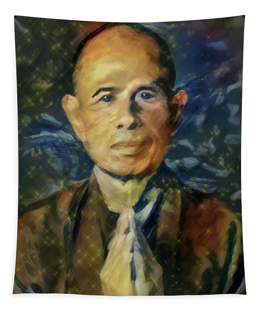Thich Nhat Hanh Tapestry featuring the digital art Thay - Thich Nhat Hanh by Artistic Mystic