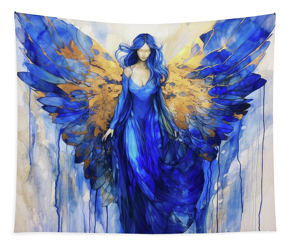 Angel Tapestry featuring the painting The Angel Of Protection by Tina LeCour