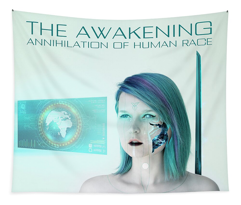 Argus Dorian Tapestry featuring the digital art THE AWAKENING Annihilation of human race by Argus Dorian