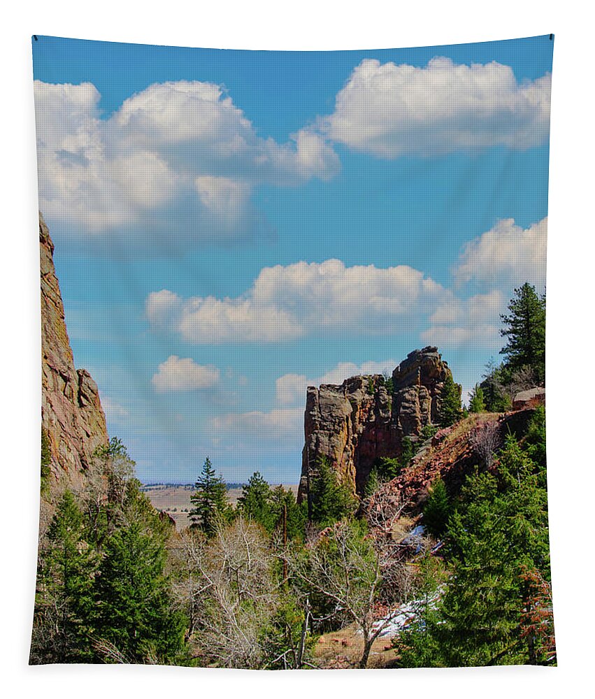 Rock Climber Tapestry featuring the photograph Eldorado Canyon State Park,The Bastille by Tom Potter