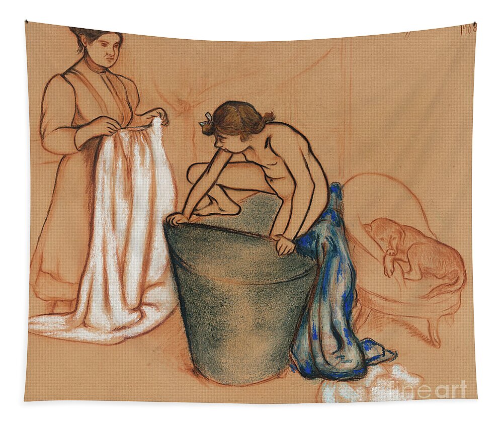 Valadon Tapestry featuring the drawing The Bath, 1908 by Suzanne Valadon