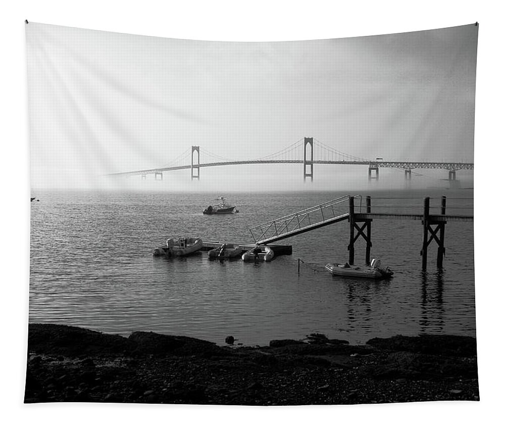 Bridge Tapestry featuring the photograph The Bay under fog by Jim Feldman