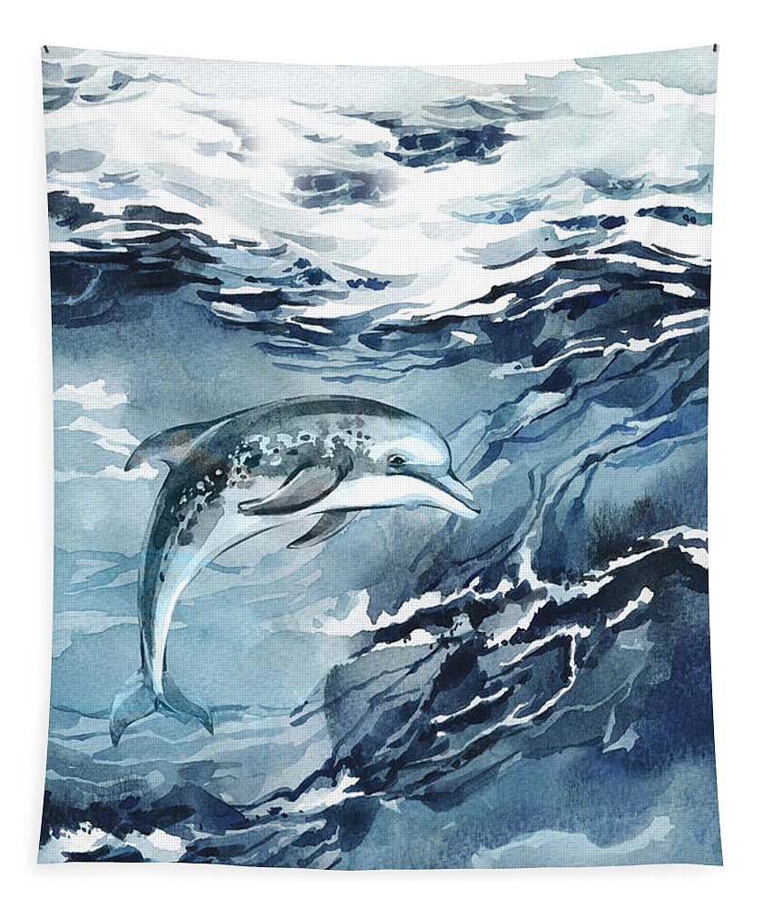 Ocean Tapestry featuring the painting The Beauty And Mystery Of The Underwater World by Johanna Hurmerinta