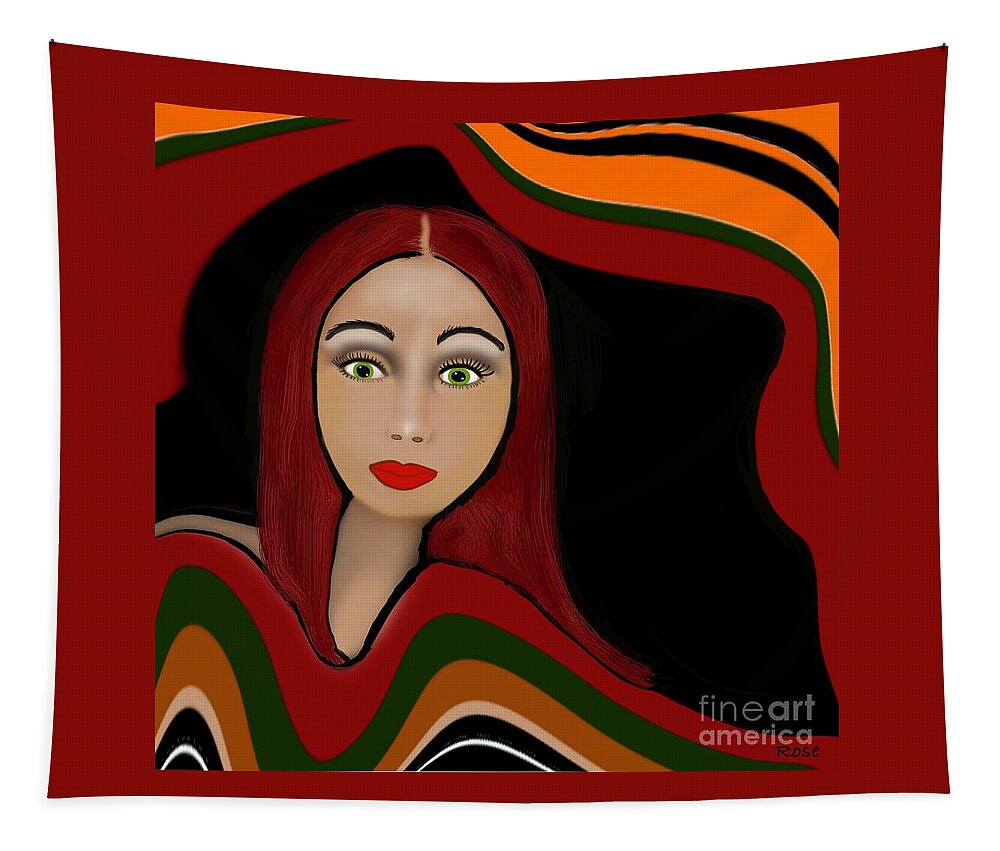 Face Tapestry featuring the digital art The beauty within the abstract 6 by Elaine Hayward