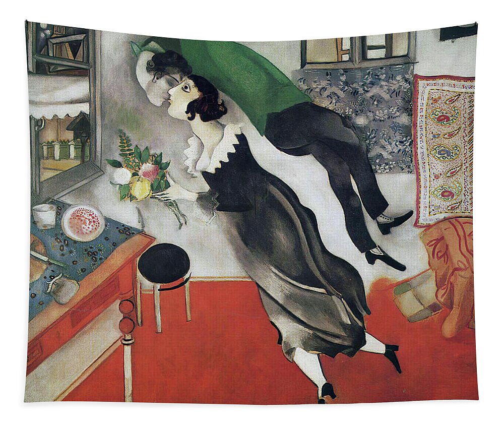 The Birthday Tapestry featuring the painting The Birthday by Marc Chagall