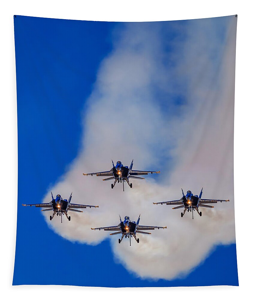 Top Gun Tapestry featuring the photograph The Blue Angels - U.S. Navy Flight Demonstration Squadron by Sam Antonio