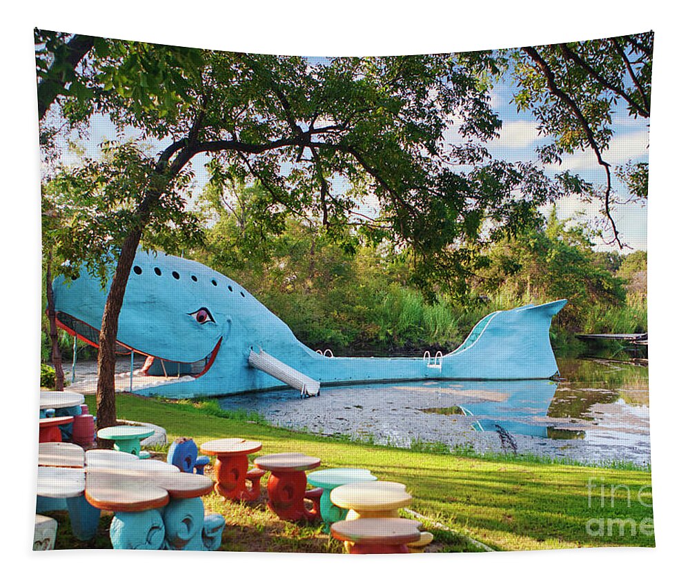 Blue Whale. Roadside Attraction Tapestry featuring the photograph The Blue Whale by Andrea Smith