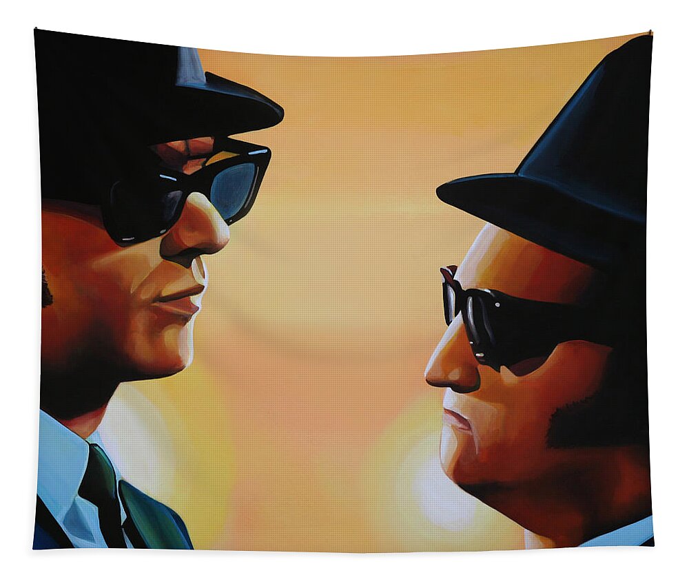 The Blues Brothers Tapestry featuring the painting The Blues Brothers Painting by Paul Meijering